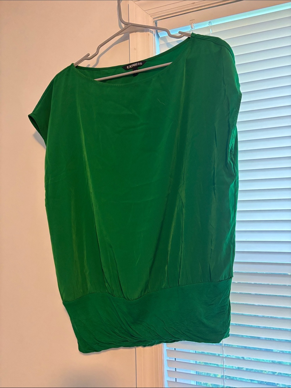 Express Emerald Green Short Sleeve Blouson Top